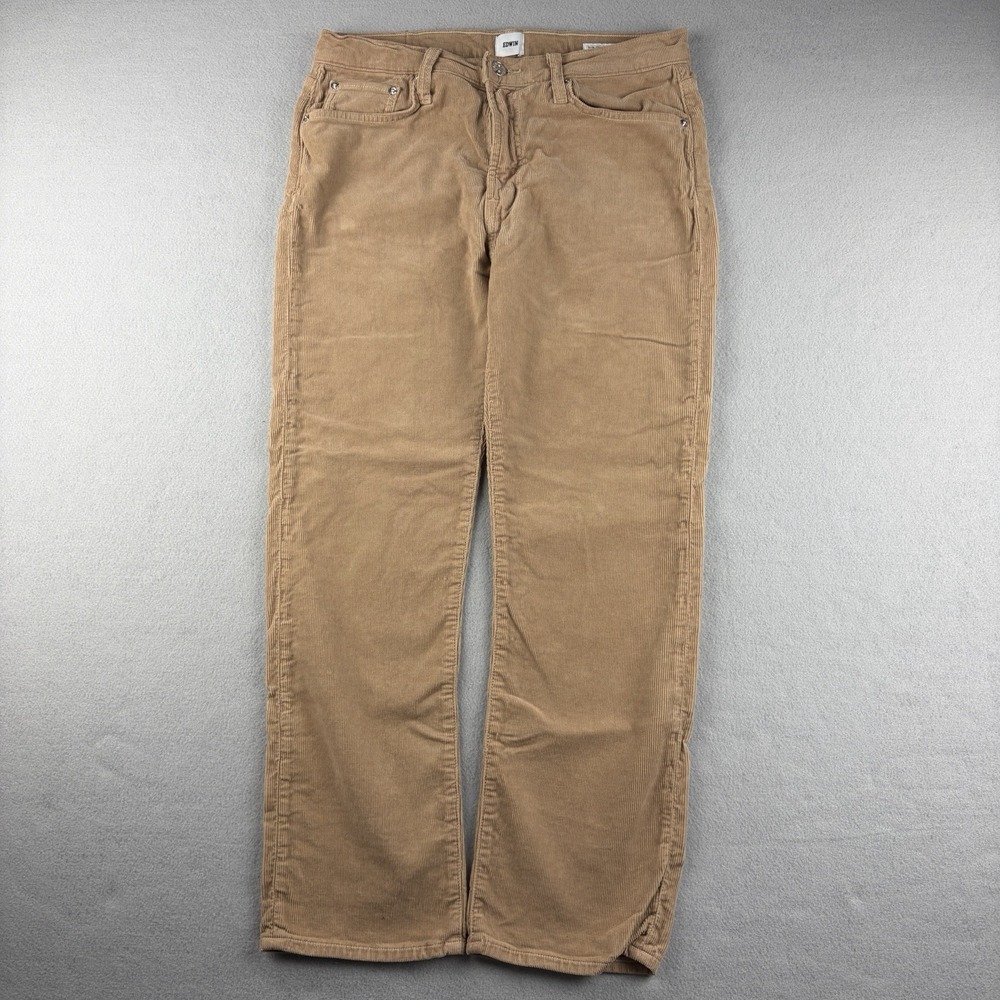 Edwin Elin Crop Corduroy Pants Camel Straight Leg Size 28 Made in USA